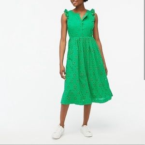 J crew green eyelet dress